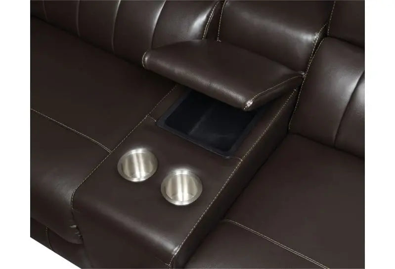 Power Reclining Leather Sectional Sofa  4-Seat with USB/Outlets