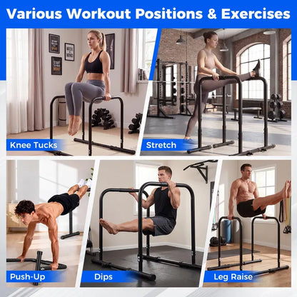 Heavy-Duty Parallettes  660-LB Load Capacity Dip & Push-Up Station