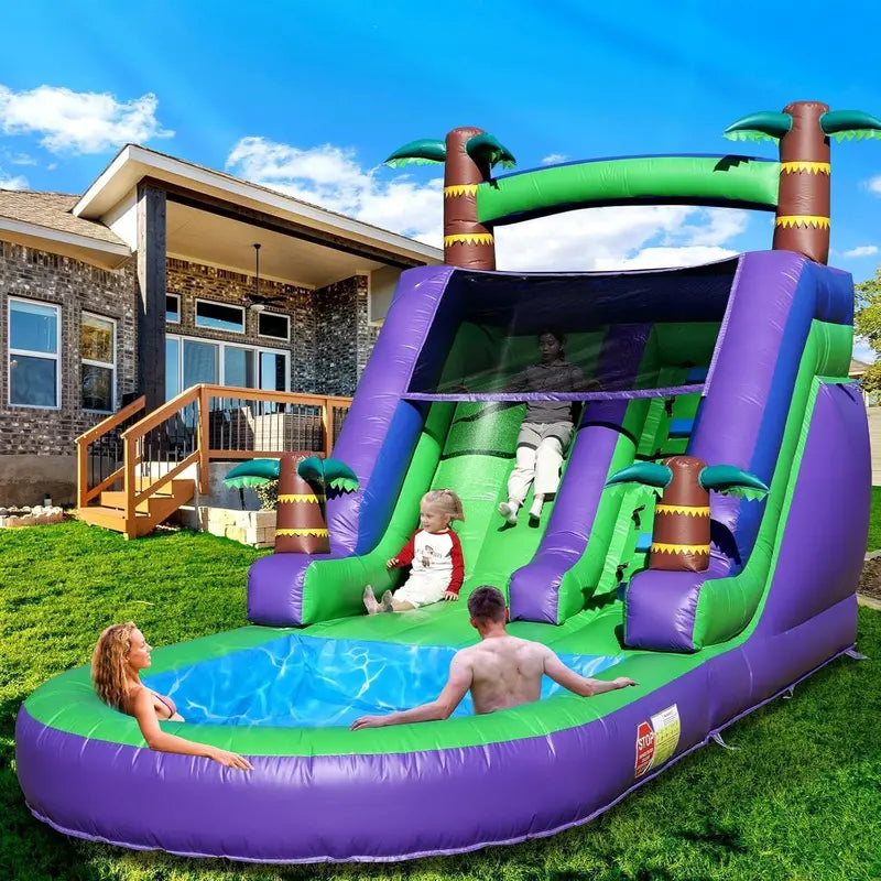 21-Foot Heavy-Duty Inflatable Water Slide for Adults  PVC Construction, 750W Blower, Backyard or Park Use