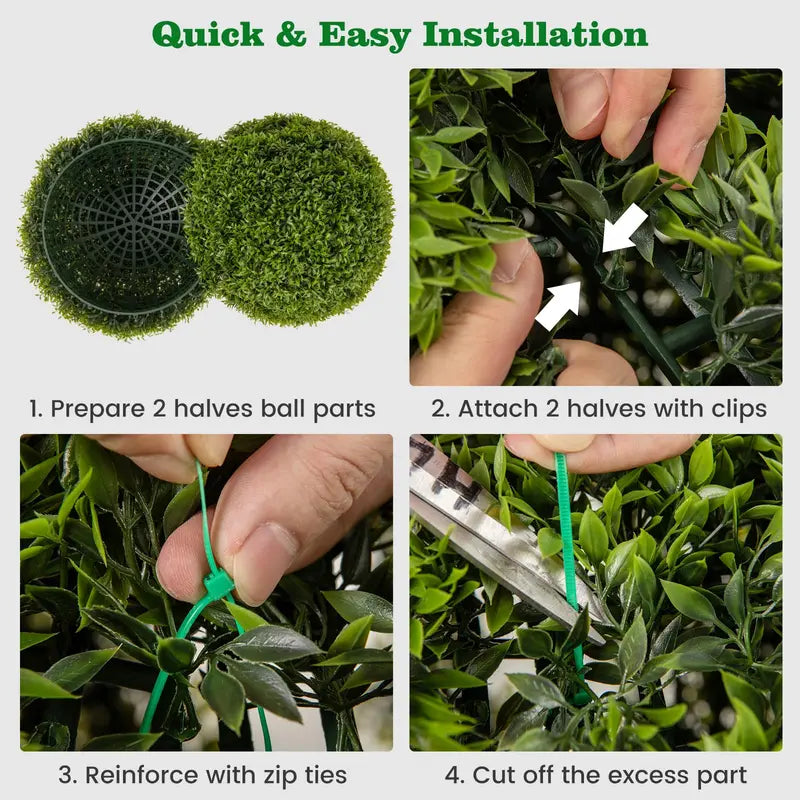 2-Pack 20-Inch Artificial Boxwood Topiary Balls  UV-Resistant Round Faux Plants for Outdoor Use