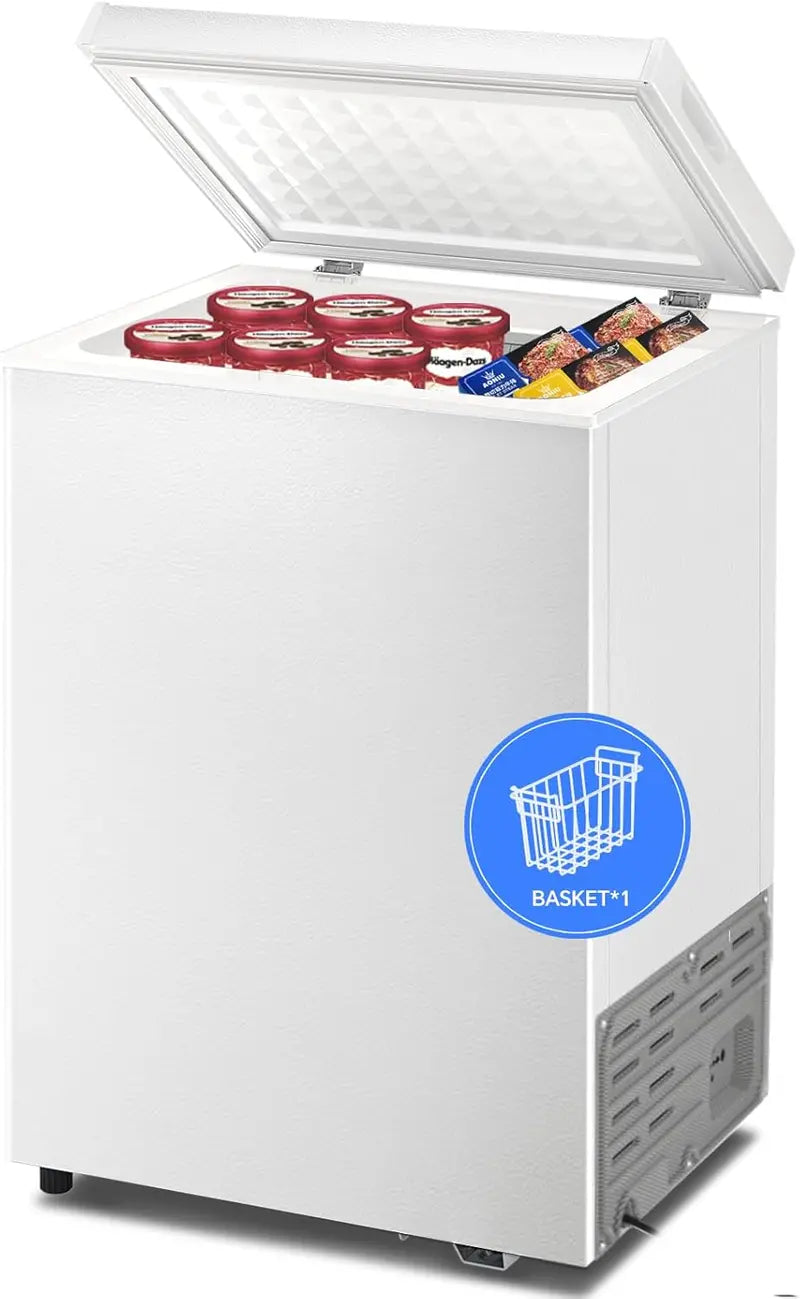 Kismile 3.0 Cu. Ft. Compact Top-Opening Chest Freezer with Dual Removable Baskets