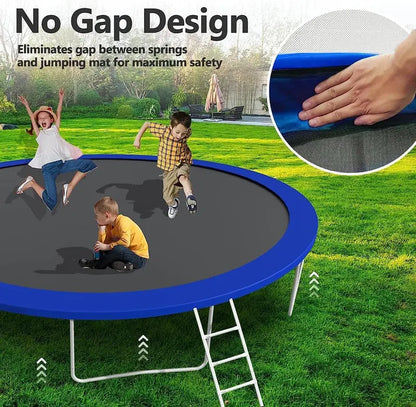 16-Foot Upgraded Trampoline with Enclosure Net and Adjustable Basketball Hoop
