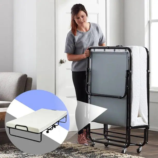 Heavy-Duty Rollaway Folding Bed with Memory Foam Mattress  640 lb Weight Capacity