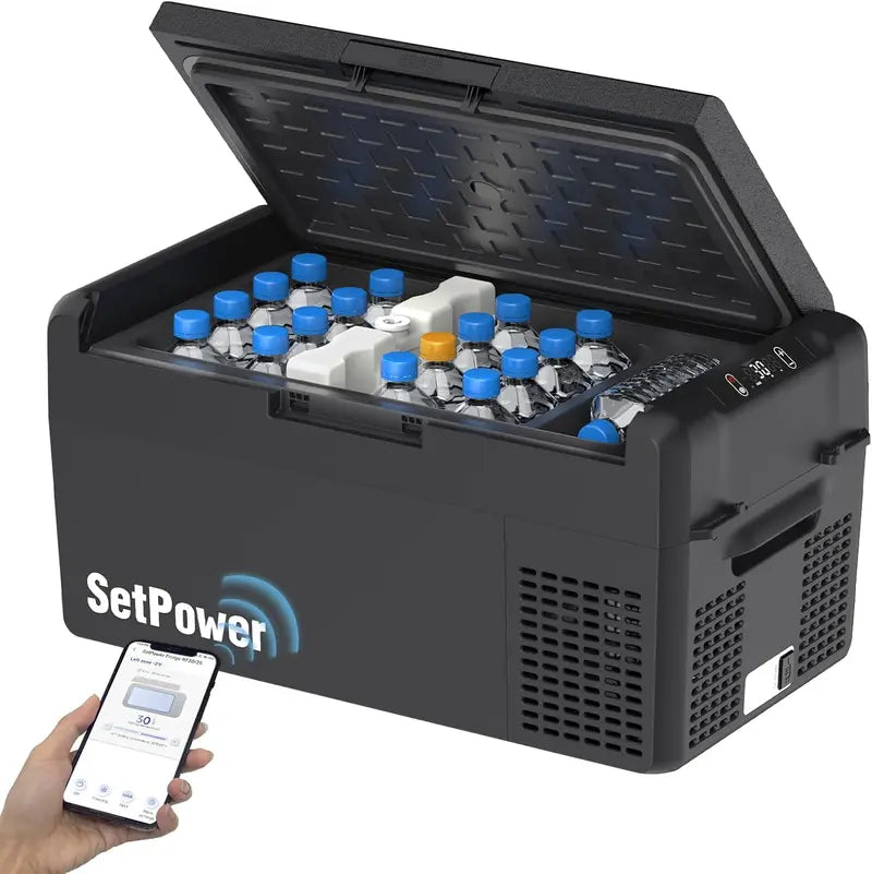 RF20 12V Portable Car Refrigerator | 21-Quart Compressor Cooler with 50-Hour Battery Life, Ideal for RVs, Trucks, Campers &amp; Road Trips