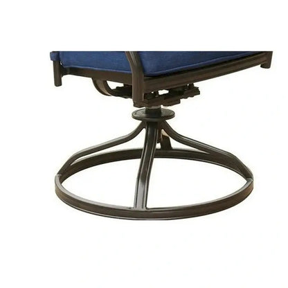Contemporary Blue Patio Swivel Dining Chair Set  25-Inch Height with Cushions
