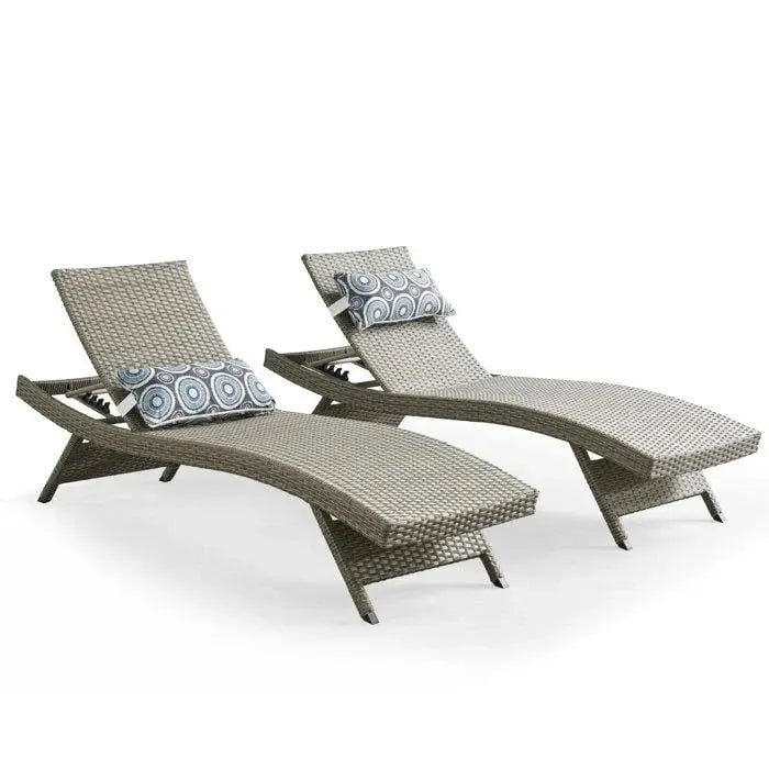 Weatherproof Wicker Chaise Lounge Set  Two-Piece Outdoor Lounging Collection