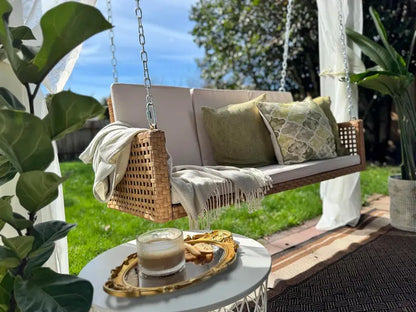YITAHOME 3-Person Hanging Porch Swing  Wicker Outdoor Bench with Removable Cushions, Ideal for Patios, Balconies & Gardens (Brown)