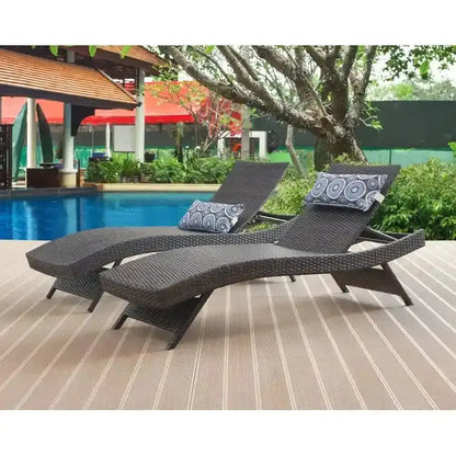 All-Weather Wicker Chaise Lounge Set  Two-Piece Outdoor Relaxation Collection