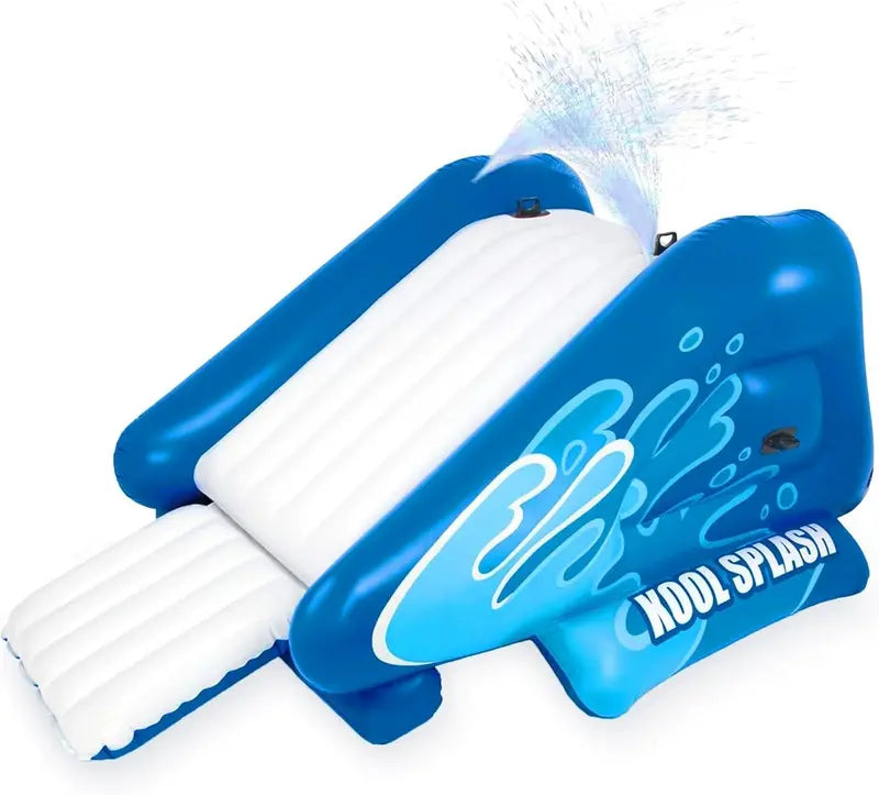 Kool Splash Inflatable Water Slide & Play Center  Built-in Sprayers, Blue Design for Ages 6+