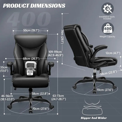 High-Back Ergonomic Office Chair  Breathable Leather, Lumbar Support & 360° Swivel