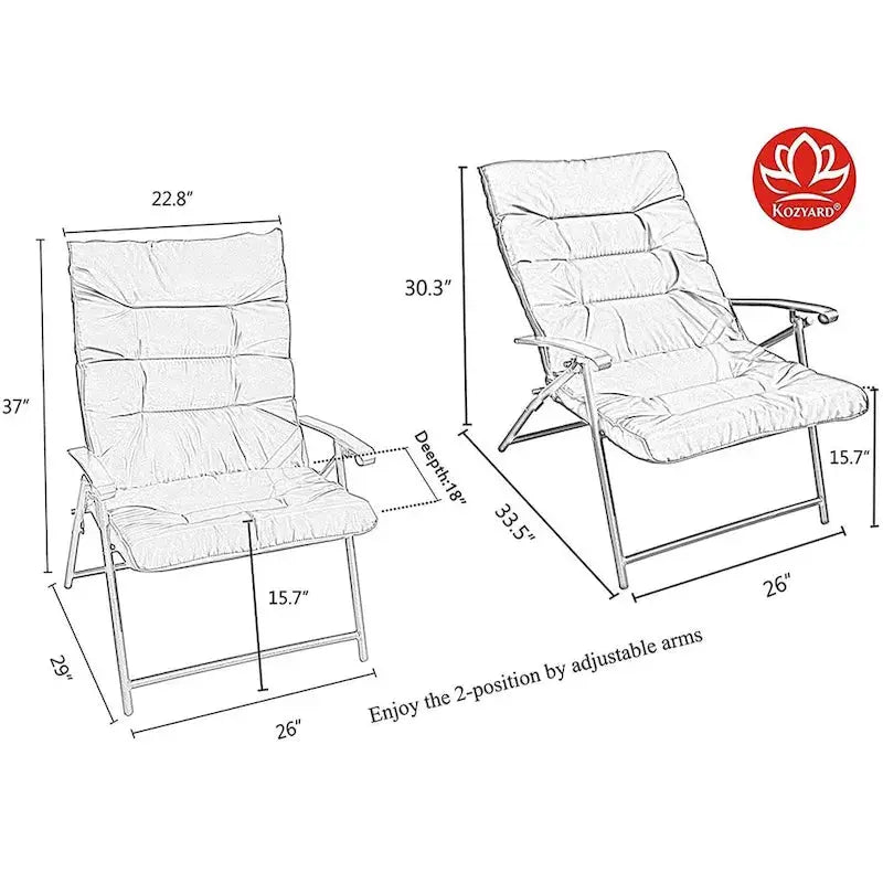 Kozyard Elsa 3-Piece Outdoor Bistro Set with Padded Folding Chairs and Table