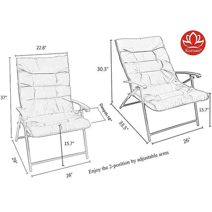 Kozyard Elsa 3-Piece Outdoor Bistro Set with Padded Folding Chairs and Table