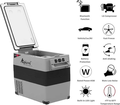 12V/24V Portable Car Refrigerator  42-Quart Dual-Zone Freezer for RVs, Trucks, and Outdoor Adventures (-4°C to 68°C)