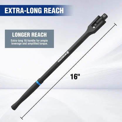 WORKPRO 16-Inch Dual-Drive Breaker Bar — 360° Rotatable Head for 3/8″ and 1/2″ Drives