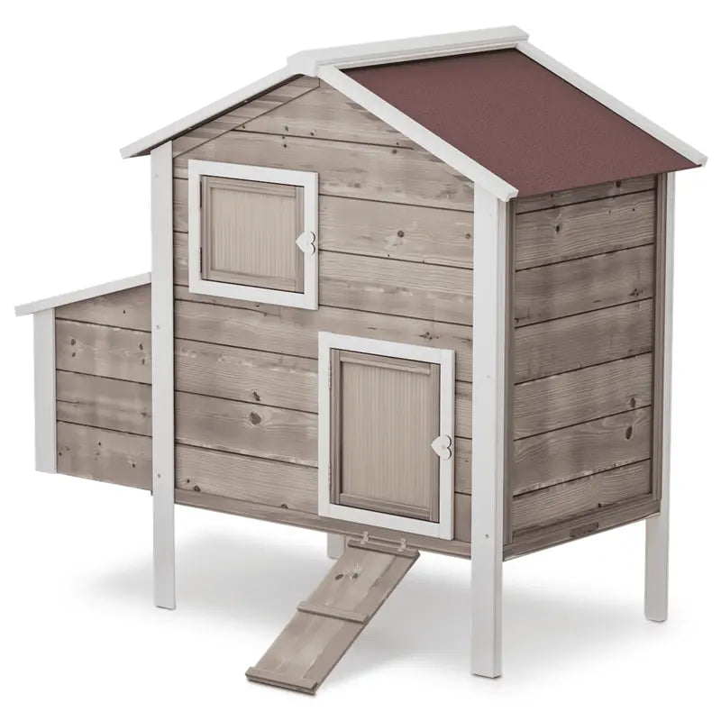 Magshion Outdoor Chicken Coop with Nesting Box, Outdoor Hen House with Slide-Out Tray, Weatherproof Poultry Cage, Rabbit Hutch, Wood Duck House (Natural)