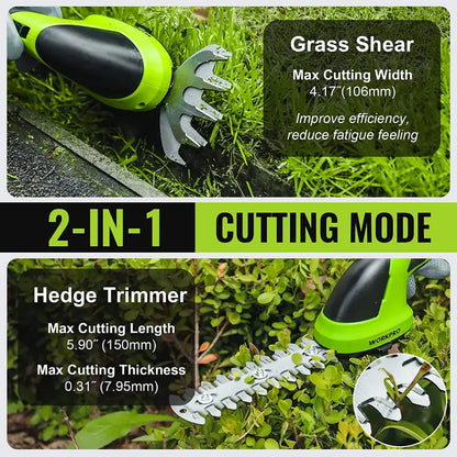WORKPRO 7.2V Cordless 2-in-1 Shrub Trimmer & Hedge Shear  Ergonomic Pink Ribbon Model