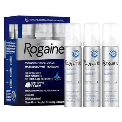 Rogaine 5% Minoxidil Foam for Men  3 Month Supply (60g Each Can)