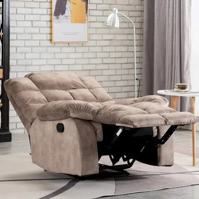 Ergonomic Manual Recliner Chair  Plush Overstuffed Design for Home Comfort