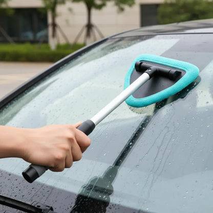 Windshield Cleaning Kit with Extendable Handle and Four Reusable Microfiber Pads
