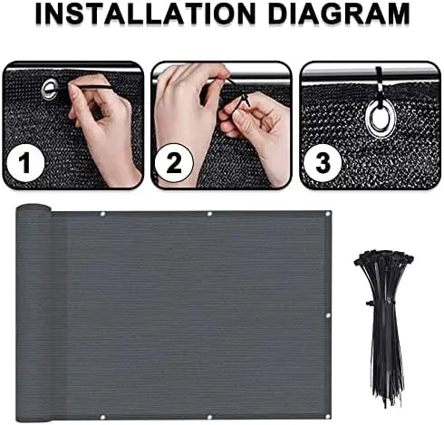 LOVE STORY 3’x10′ Charcoal HDPE Privacy Screen Fence Cover  UV Protection, Weather-Resistant for Deck, Patio, Backyard, Pool, Porch, Railing