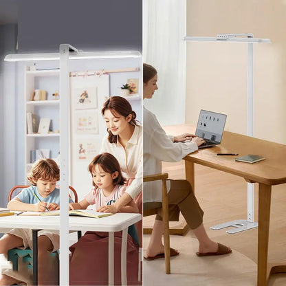 Dimmable Dual-Head LED Desk Lamp  24W, 5 Color Temperatures & Brightness Levels, Gooseneck Design