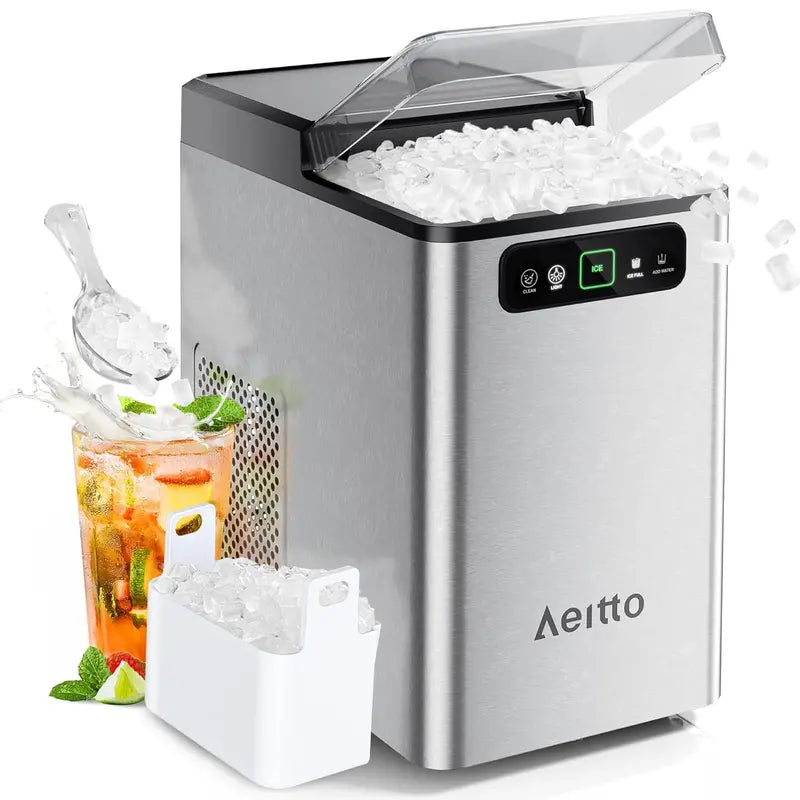 Aeitto 40 lbs/Day Nugget Ice Maker  One-Touch Operation, Auto Self-Cleaning & Included Scoop & Basket