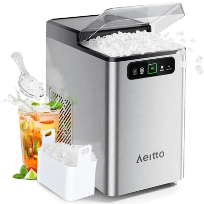 Aeitto 40 lbs/Day Nugget Ice Maker  One-Touch Operation, Auto Self-Cleaning & Included Scoop & Basket