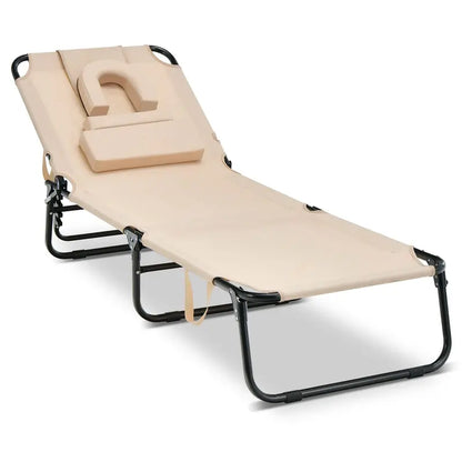 Adjustable Beach Chaise Lounge with UV-Resistant Fabric