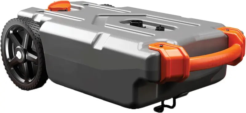 Camco 36-Gallon Portable RV Tote Tank with Heavy-Duty Wheels, Gate Valve & Tow Adapter  Includes 3′ Sewer Hose & Accessories
