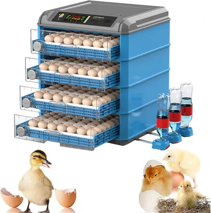 Digital Egg Incubator — 192/256/500 Capacity, Auto-Turn, Temp/Humidity Control & LED Display