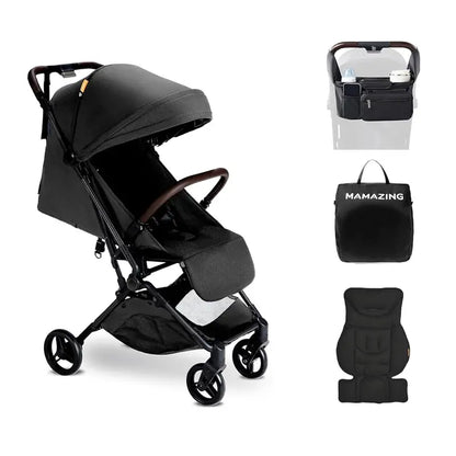 MAMAZING Lightweight Travel Stroller  Carbon Fiber Frame, Compact Fold, Airplane-Ready