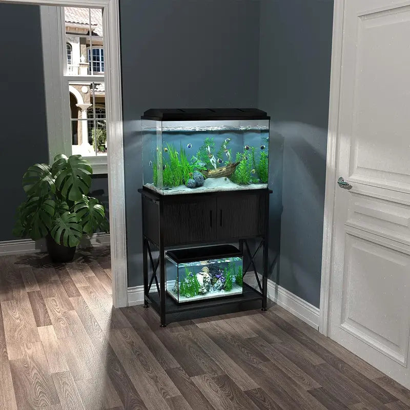 GDLF Metal Aquarium Stand for 20 Gallon Tanks with Cabinet Storage, 28.7″ L