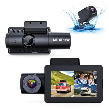 Nexpow Car Dash Cam 3 Channel, 4K Dash Camera Front and Rear, 3  LCD Screen