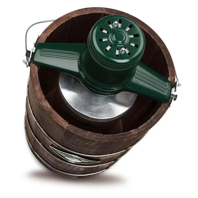 White Mountain Electric Ice Cream Maker  6-Quart Green & Brown Retro Design