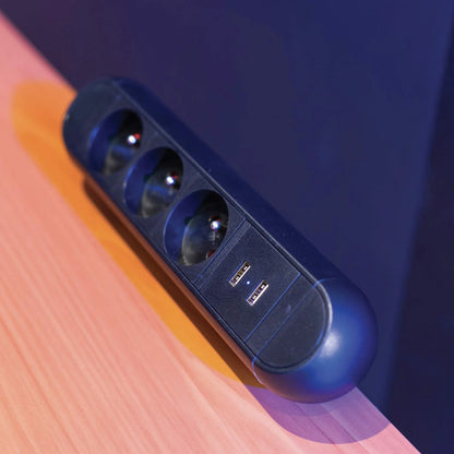 Bloc multiprise à pince pour bureau avec 2 ports USB