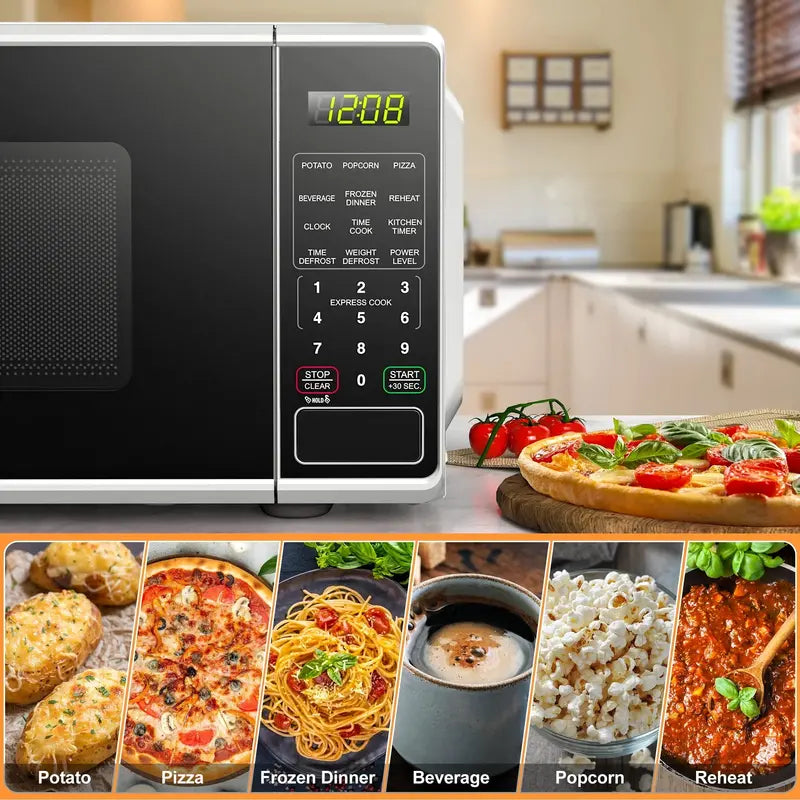 Mainstays 0.7 Cu. Ft. Countertop Microwave Oven  700-Watt, Compact White Appliance with Simple Controls