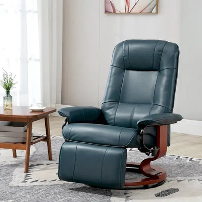 HomCom Faux Leather Manual Swivel Recliner Chair with Adjustable Footrest and Ergonomic Support