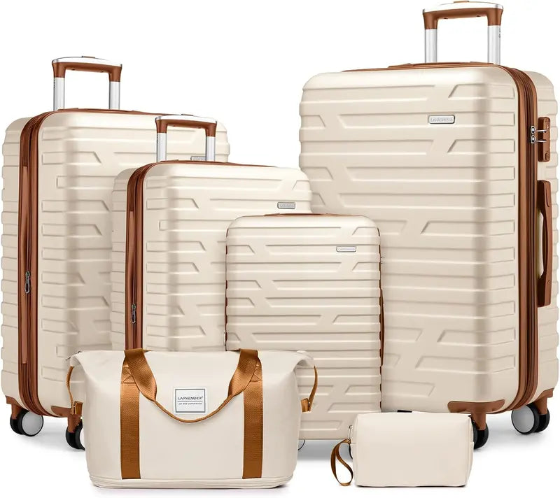 6-Piece Lightweight Expandable Hardshell Luggage Set  TSA-Approved Carry-On & Checked Suitcases with Spinner Wheels