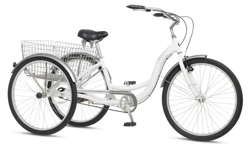Schwinn Meridian Adult Tricycle  26-Inch Beach Cruiser, Low-Step Frame, Wide Comfort Saddle, Foldable Basket