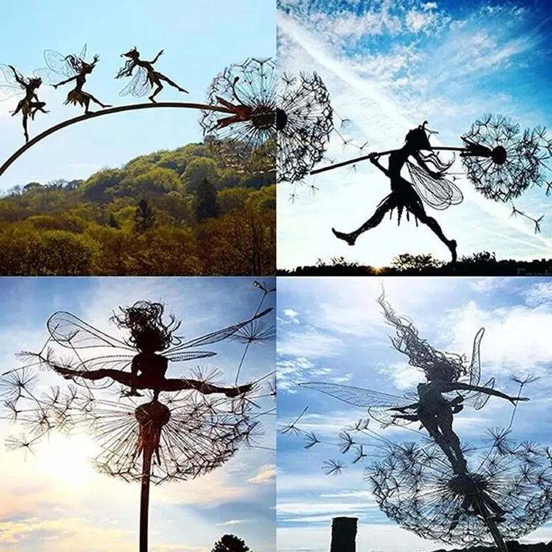 Aeris Dancing Fairy Garden Statue  Rust-Resistant Steel Sculpture with Delicate Wind-Swaying Details