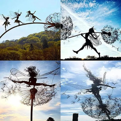 Aeris Dancing Fairy Garden Statue  Rust-Resistant Steel Sculpture with Delicate Wind-Swaying Details