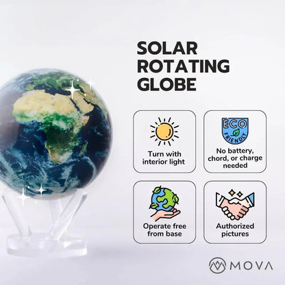 MOVA 4.5″ Light-Powered Self-Rotating Globe  Earth Model with Animated Clouds