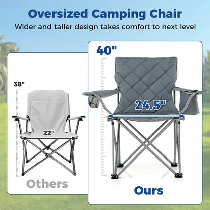All-Terrain Outdoor Folding Chair  500 lb Capacity with Built-In Cooler Pouch & Cup Holder