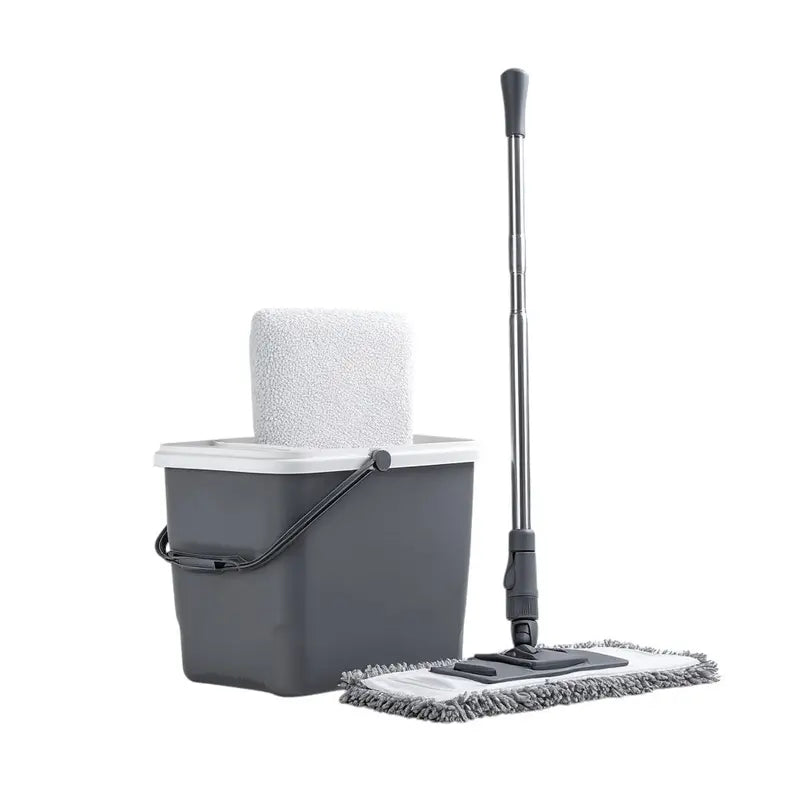 Mabrz Hands-Free Flat Mop System  Self-Wringing Bucket & Adjustable Handle