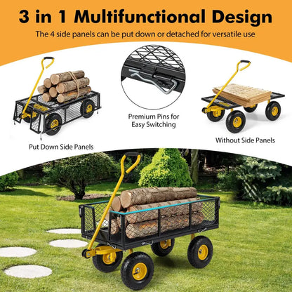 Heavy-Duty Utility Garden Wagon  900 lb Capacity Outdoor Cart with 4 Removable Side Panels (43″ × 21″ × 36″)