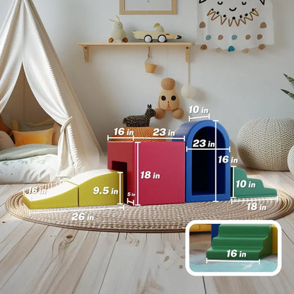 JMPU PU Leather Toddler Climbing Toys  Foam Blocks for Ages 1-3, Soft Indoor Playset, Waterproof & Safe