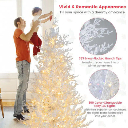 6-Foot Pre-Lit Artificial Christmas Tree with 300 Fairy Lights in Warm White and Multicolor
