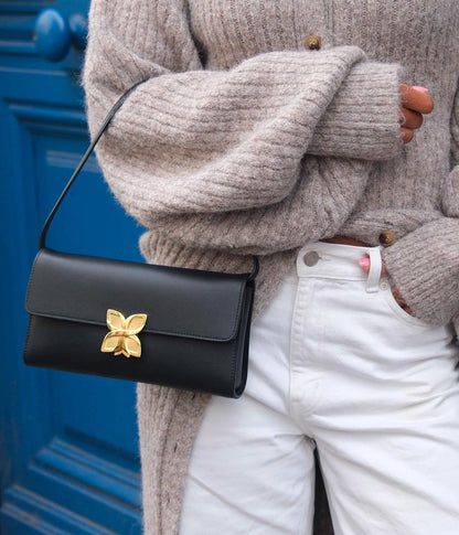 Hortensia Clutch | Noir Lisse