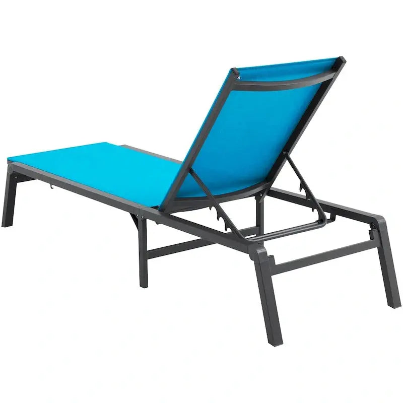 Adjustable Aluminum Outdoor Chaise Lounge Chairs  5-Position Reclining, Foldable Poolside Design