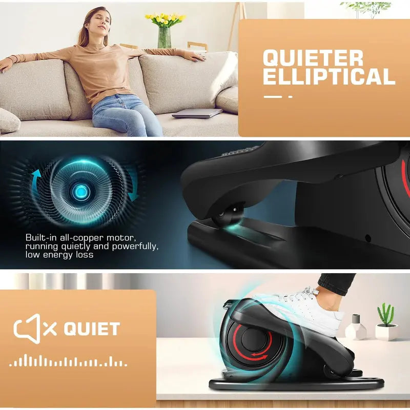 ANCHEER Under Desk Elliptical Machine, Electric & Manual 2-in-1, Quiet, Portable, Digital Display, Anti-Slip Pedals, Ideal for Home/Office
